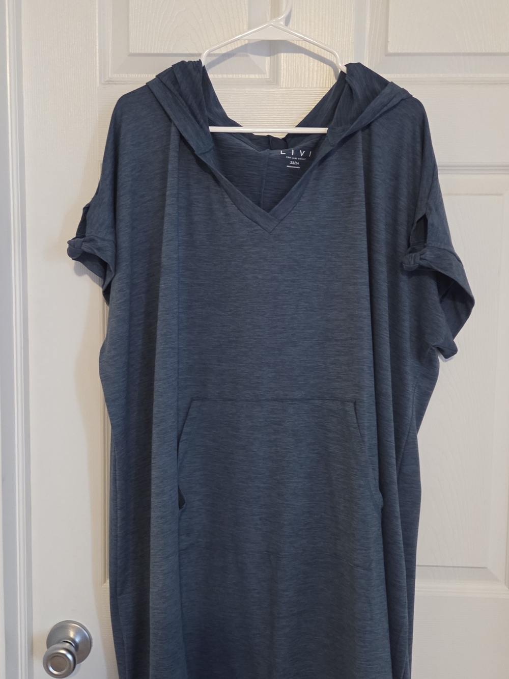 Lane Bryant Slate Blue Short Sleeve Hooded Tunic